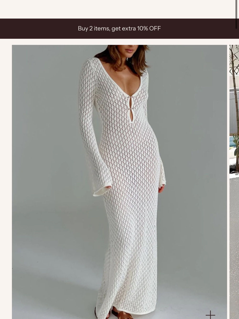 Commense White Crochet Maxi Cover-Up Dress